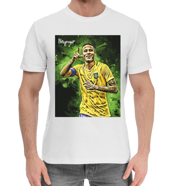 Мужская хлопковая футболка с изображением Neymar цвета Белый