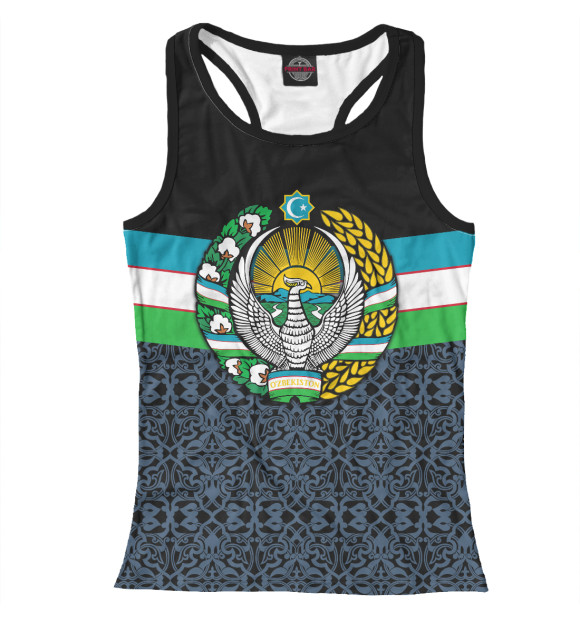 Женская майка-борцовка с изображением Узбекистан цвета Белый