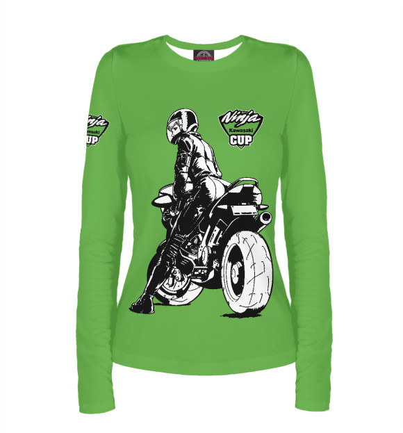 Женский лонгслив с изображением Kawasaki Ninja cup цвета Белый