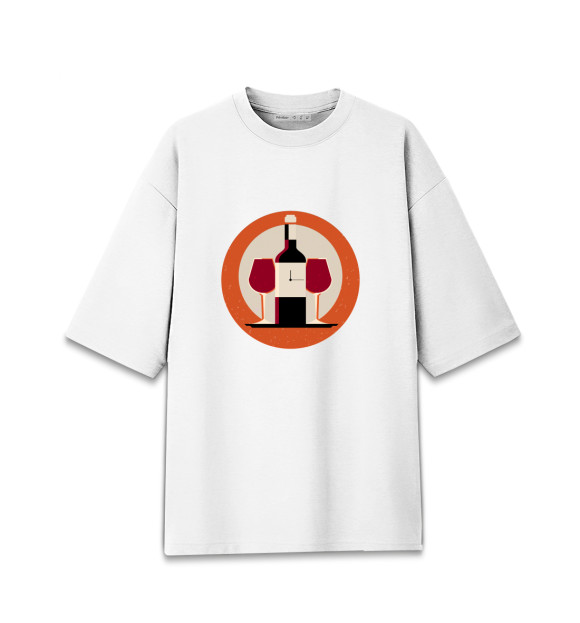 Мужская футболка оверсайз с притом Время для Вина цвета Белый Мужская футболка оверсайз с изображением Время для Вина цвета Белый