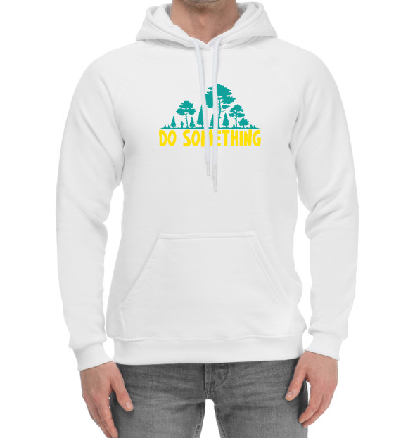 Мужской хлопковый худи с изображением Do Something цвета Белый