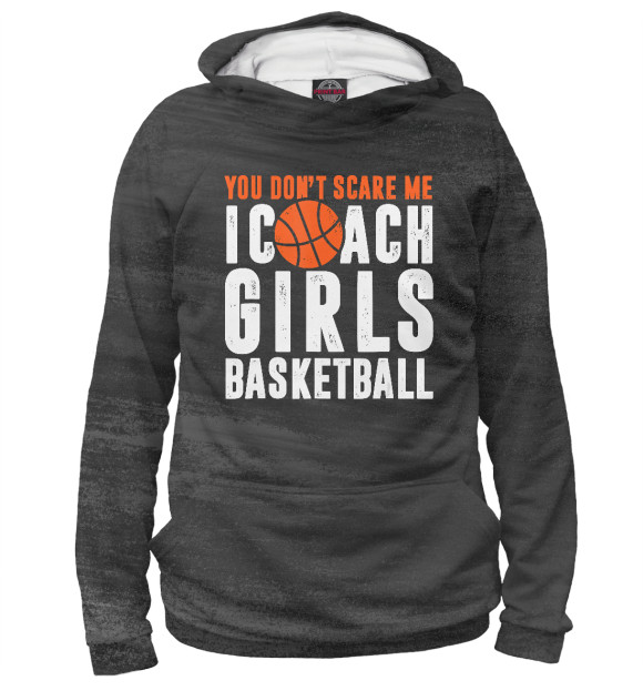 Мужское худи с изображением You Don't Scare Me I Coach цвета Белый