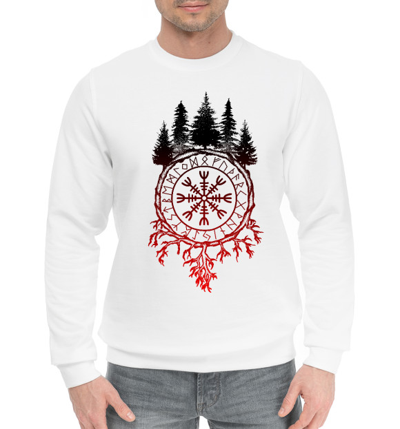 Мужской хлопковый свитшот с изображением Шлем Ужаса цвета Белый