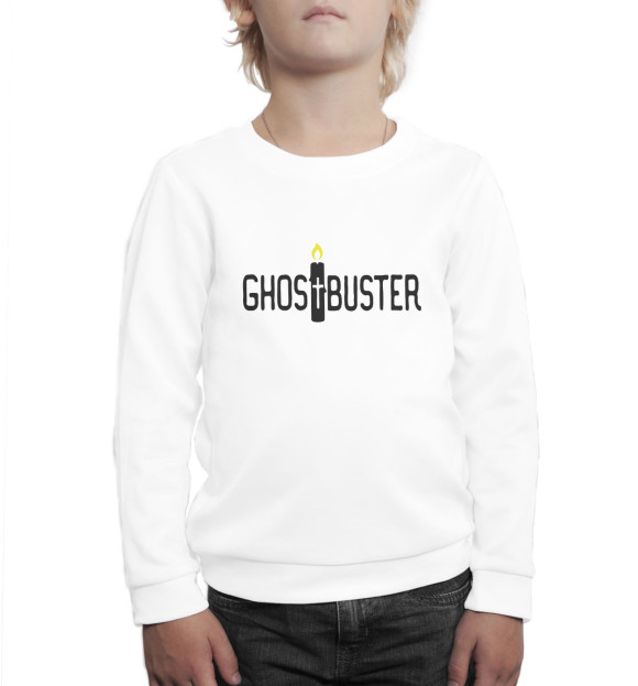 Свитшот для мальчиков с изображением Ghost Buster white цвета Белый