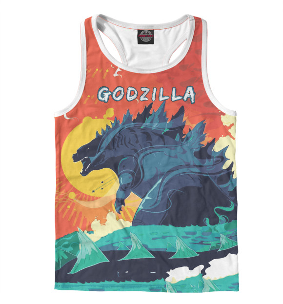 Мужская майка-борцовка с изображением Ggodzilla цвета Белый