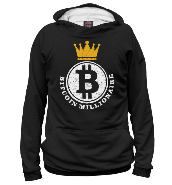Мужское худи с изображением Bitcoin цвета Белый