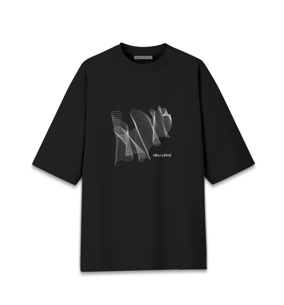 Мужская футболка оверсайз с изображением New wave цвета Черный