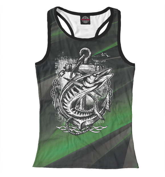 Женская майка-борцовка с изображением Рыбалка цвета Белый