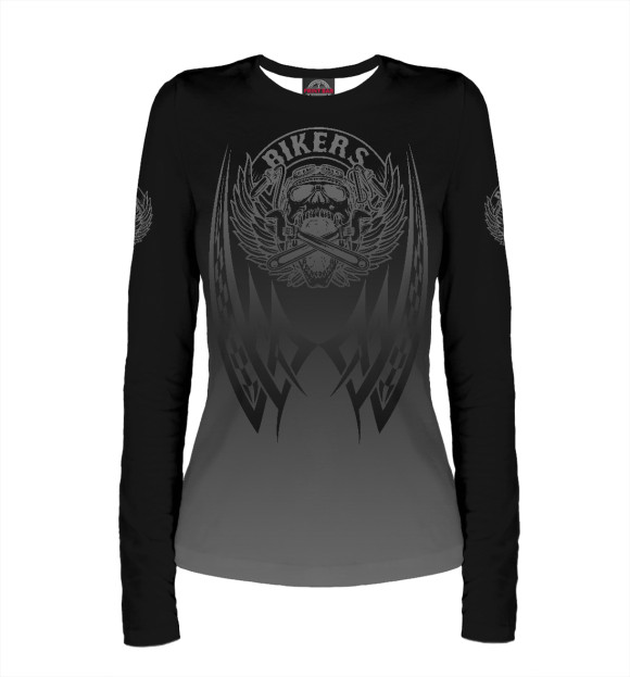 Женский лонгслив с изображением Байкер цвета Белый