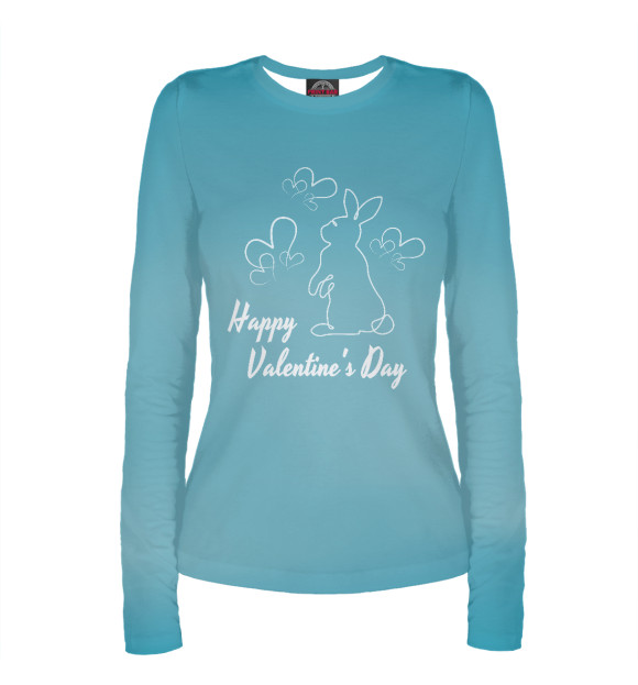 Женский лонгслив с изображением Счастливый день валентина цвета Белый