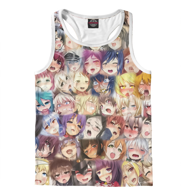 Мужская майка-борцовка с изображением Ahegao цвета Белый