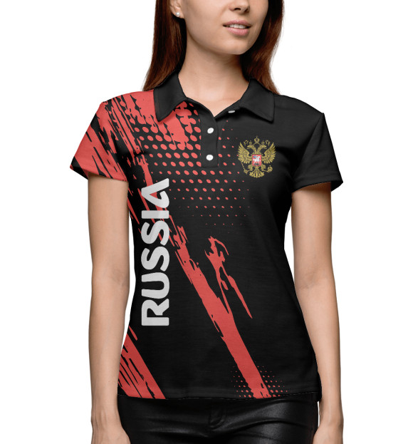 Женское поло с изображением RUSSIA цвета Белый
