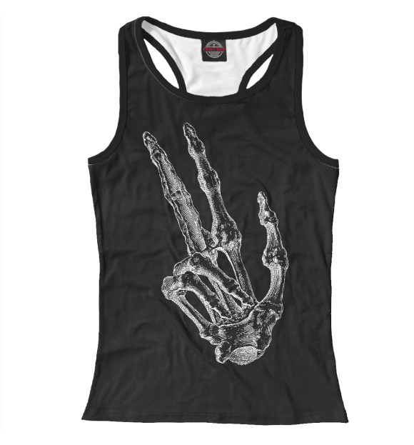 Женская майка-борцовка с изображением Рука скелета - всё круто цвета Белый