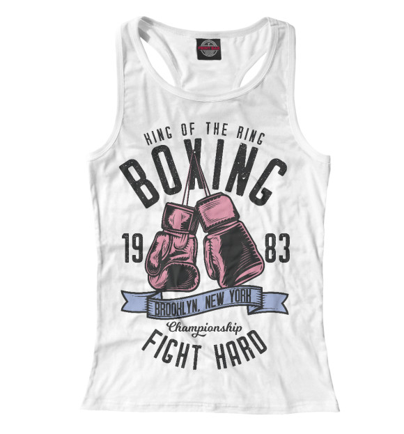 Женская майка-борцовка с изображением Бокс Нью-Йорк цвета Белый
