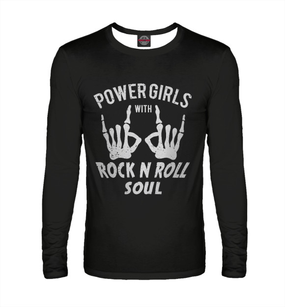 Мужской лонгслив с изображением Power Girls with Rock n Roll цвета Белый