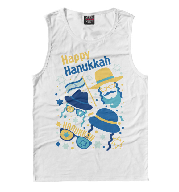 Мужская майка с изображением Happy Hanukkah цвета Белый