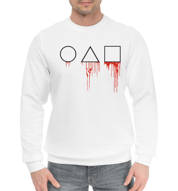 Мужской хлопковый свитшот с изображением Blood Game цвета Белый