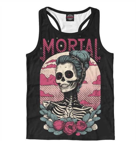 Мужская майка-борцовка с изображением Mortal скелетон цвета Белый