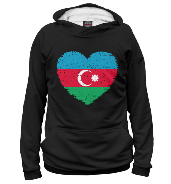 Мужское худи с изображением Сердце Азербайджана цвета Белый