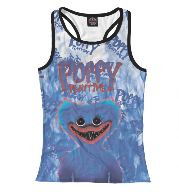 Женская майка-борцовка с изображением Poppy Playtime цвета Белый