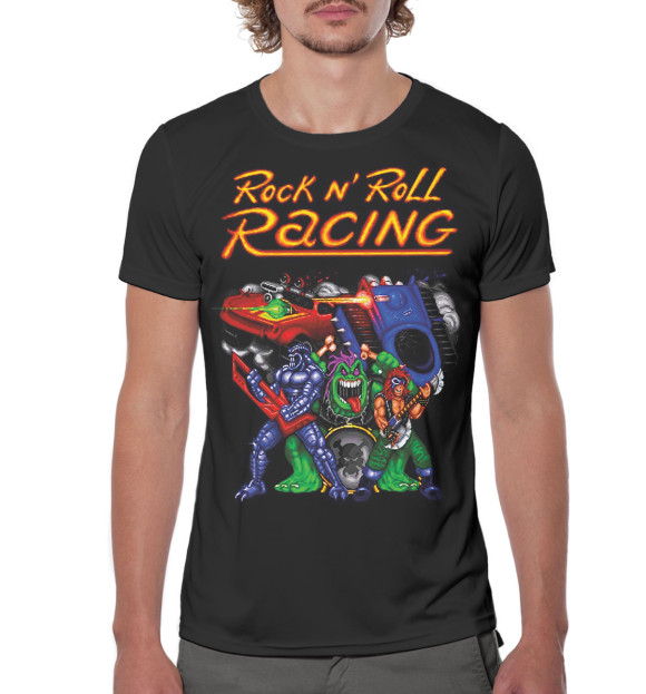 Мужская футболка с изображением Rock n’ Roll Racing цвета Белый