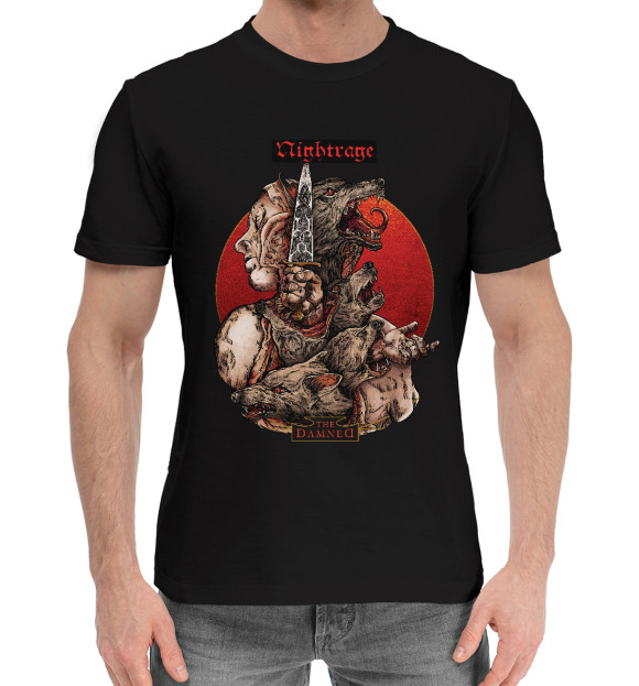 Мужская хлопковая футболка с притом Nightrage цвета Черный Мужская хлопковая футболка с изображением Nightrage цвета Черный