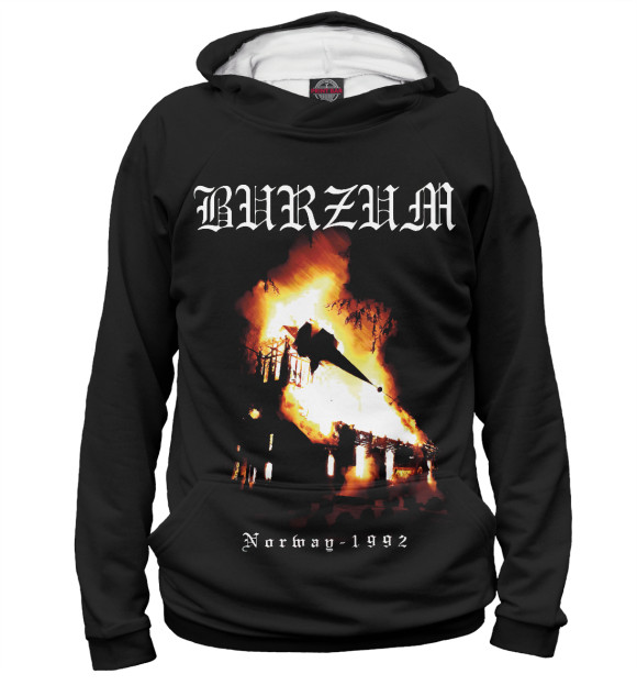 Женское худи с изображением Burzum Normag - 1992 цвета Белый