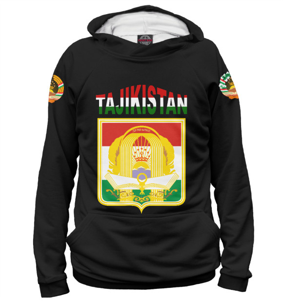 Мужское худи с изображением Tajikistan цвета Белый