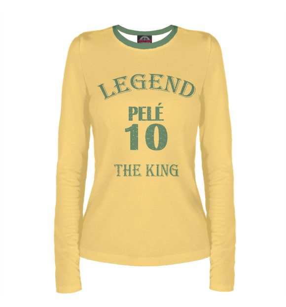Женский лонгслив с изображением Pele the king цвета Белый
