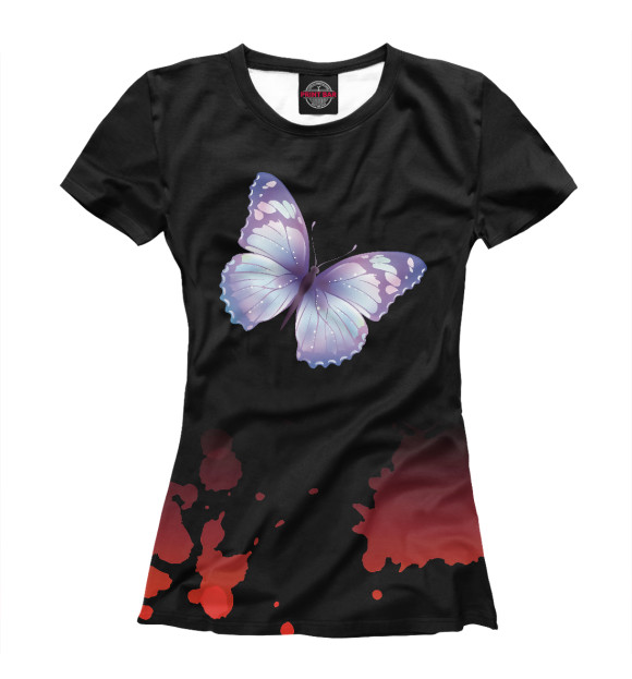 Женская футболка с изображением Lavender Butterfly цвета Белый