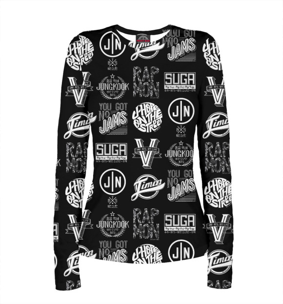 Женский лонгслив с изображением BTS цвета Белый