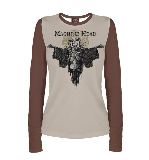 Женский лонгслив с изображением Machine head цвета Белый