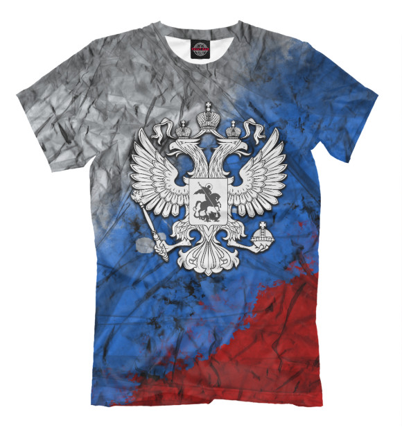 Мужская футболка с изображением Символика РФ (триколор) цвета Белый