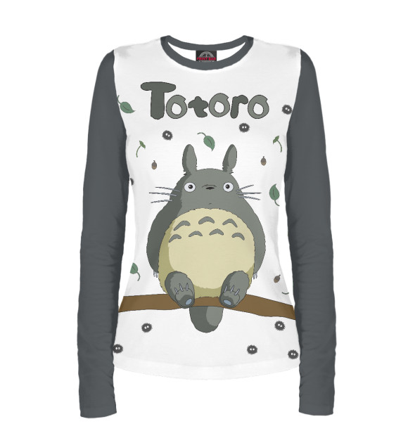 Женский лонгслив с изображением ТОТОРО цвета Белый