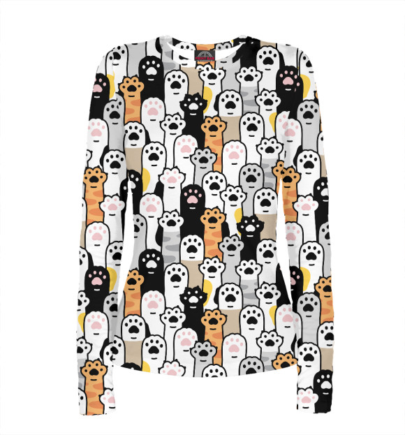 Женский лонгслив с изображением Лапы цвета Белый