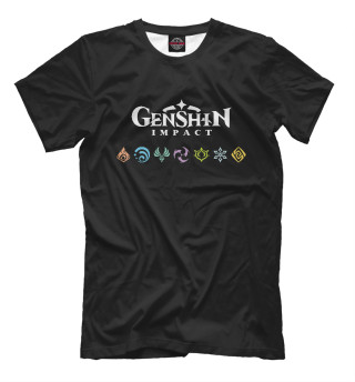 Футболка для мальчиков Genshin Impact, Elements