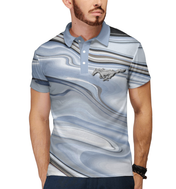 Мужское поло с изображением Mustang цвета Белый