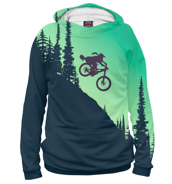 Женское худи с изображением MTB Downhill цвета Белый