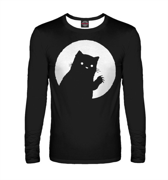 Мужской лонгслив с изображением Котик цвета Белый