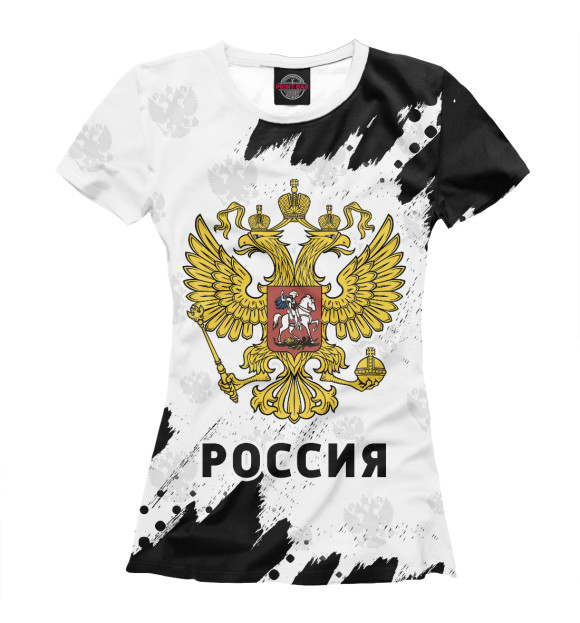 Футболка для девочек с изображением Россия / Russia цвета Белый