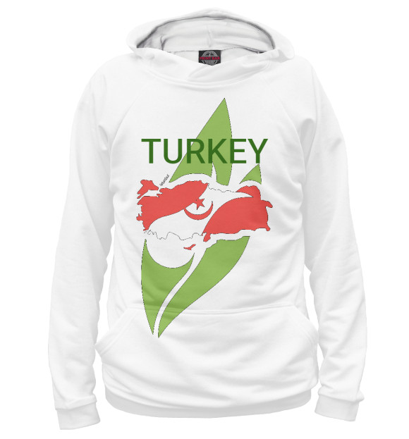 Женское худи с изображением Turkey цвета Белый