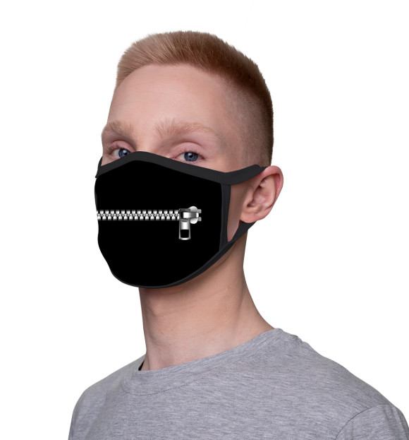 Маска тканевая с изображением Замок молния цвета Белый