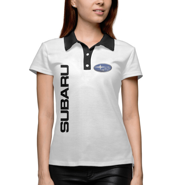 Женское поло с изображением Subaru цвета Белый