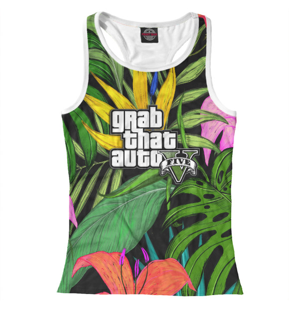 Женская майка-борцовка с изображением GTA FIVE цвета Белый