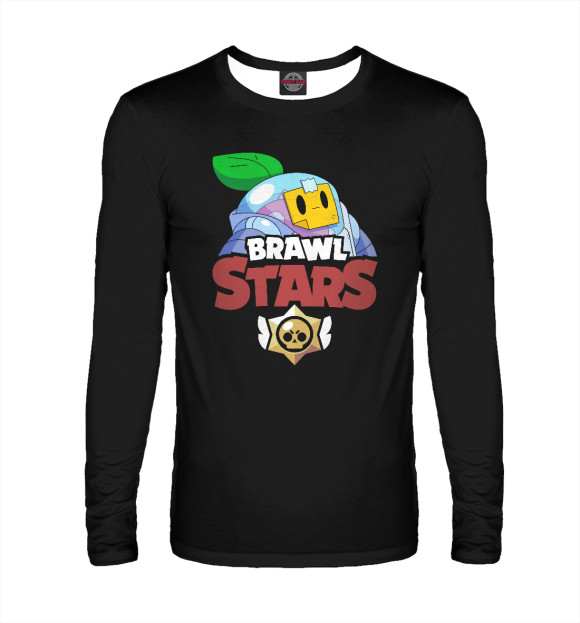 Мужской лонгслив с притом Brawl Stars - Sprout цвета Белый Мужской лонгслив с изображением Brawl Stars - Sprout цвета Белый