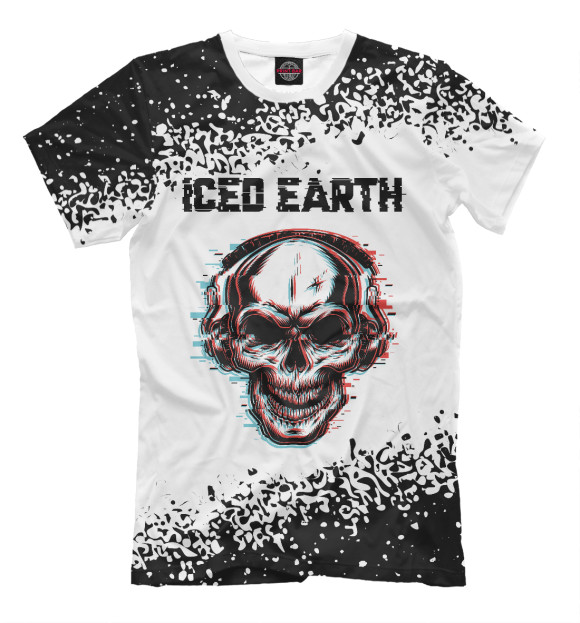 Мужская футболка с изображением Iced Earth - Череп цвета Белый