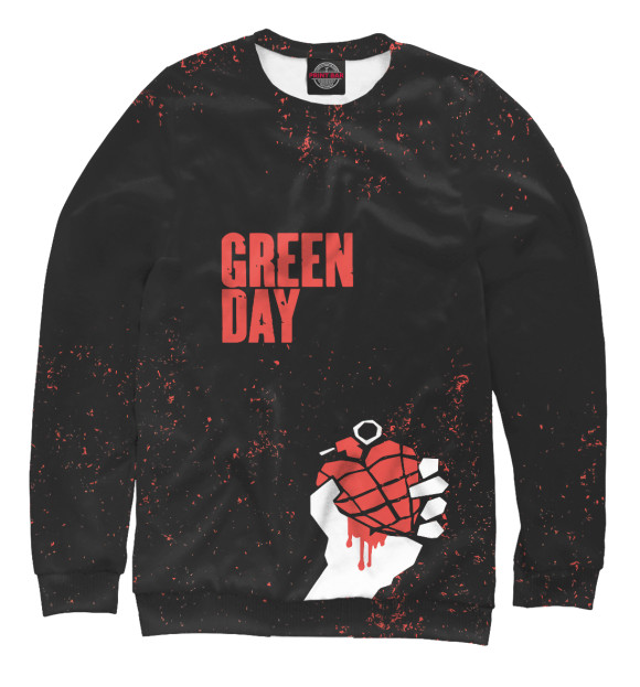 Свитшот для девочек с изображением Green Day цвета Белый
