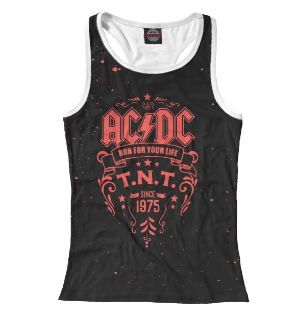 Женская майка-борцовка с изображением AC/DC цвета Белый