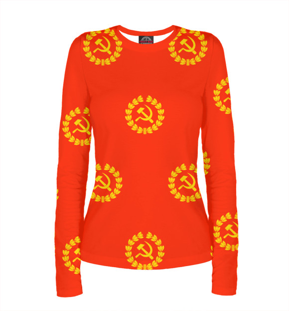 Женский лонгслив с изображением Серп и Молот цвета Белый