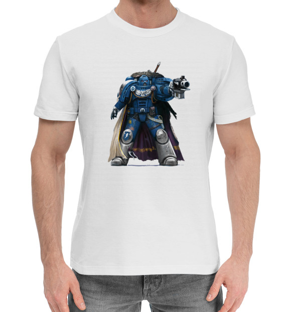 Мужская хлопковая футболка с изображением Warhammer цвета Белый